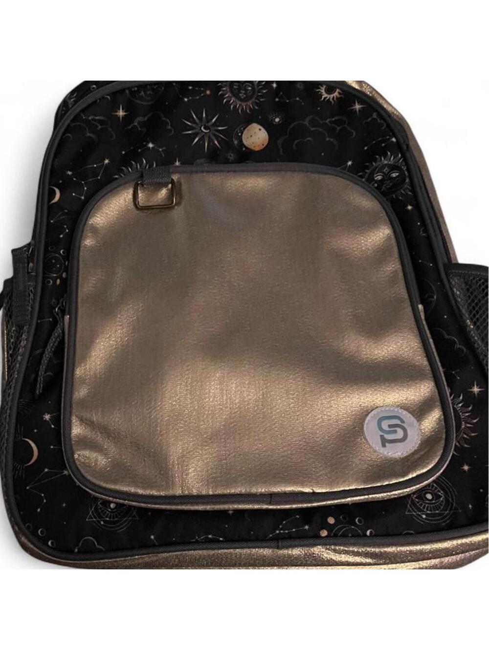 Sydney Paige x Bazic Raleigh Backpack 18" Celestial Gold Black NWT Laptop Bag